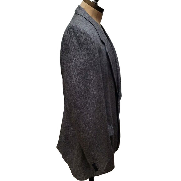 Vtg Bovet Blazer Mens 46R Gray Herringbone Tweed Wool Jacket Sportscoat Corpcore - Picture 2 of 16